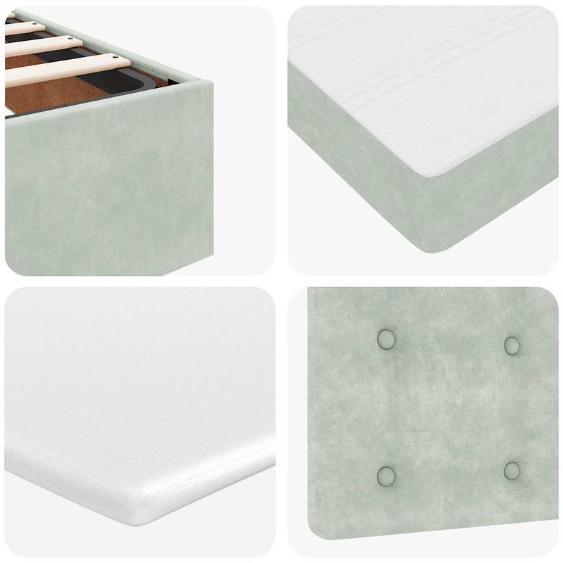 Casa si Gradina - Mobilier - Paturi si accesorii - Paturi - Cadru de pat otoman cu saltele Gri deschis 160x200cm catifea - Infinity.ro