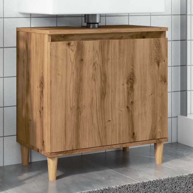 Casa si Gradina - Mobilier - Mobilier baie - Comode baie - Dulap de chiuveta, stejar artizanal, 58x33x60 cm lemn prelucrat - Infinity.ro