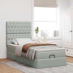Casa si Gradina - Mobilier - Paturi si accesorii - Paturi - Cadru de pat otoman cu saltele Gri deschis 100x200cm catifea - Infinity.ro