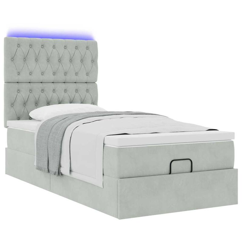 Casa si Gradina - Mobilier - Paturi si accesorii - Paturi - Cadru de pat otoman cu saltele Gri deschis 100x200cm catifea - Infinity.ro