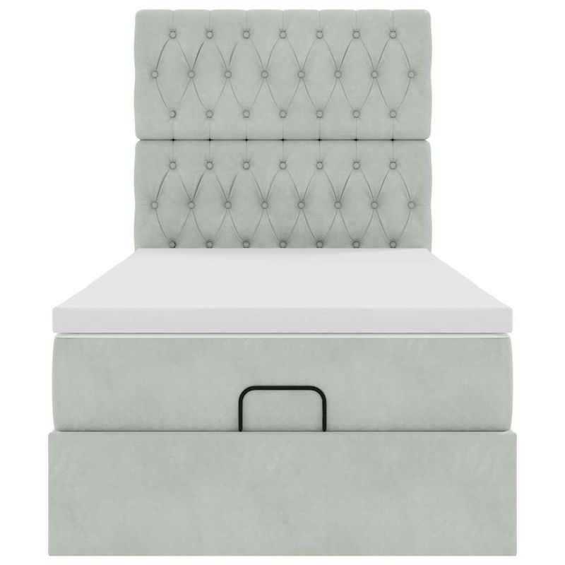 Casa si Gradina - Mobilier - Paturi si accesorii - Paturi - Cadru de pat otoman cu saltele Gri deschis 100x200cm catifea - Infinity.ro