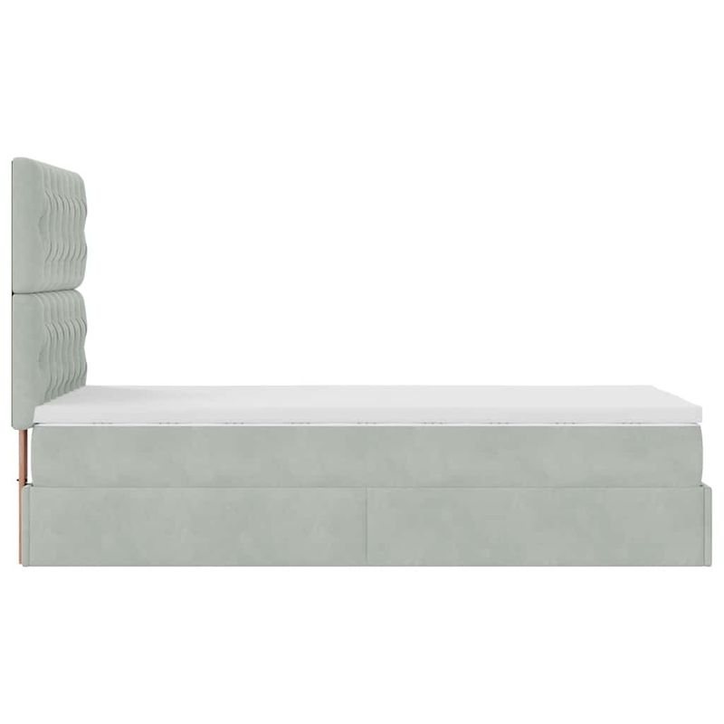 Casa si Gradina - Mobilier - Paturi si accesorii - Paturi - Cadru de pat otoman cu saltele Gri deschis 100x200cm catifea - Infinity.ro