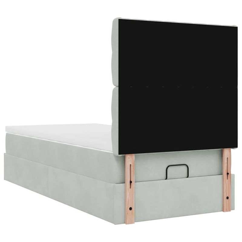 Casa si Gradina - Mobilier - Paturi si accesorii - Paturi - Cadru de pat otoman cu saltele Gri deschis 100x200cm catifea - Infinity.ro