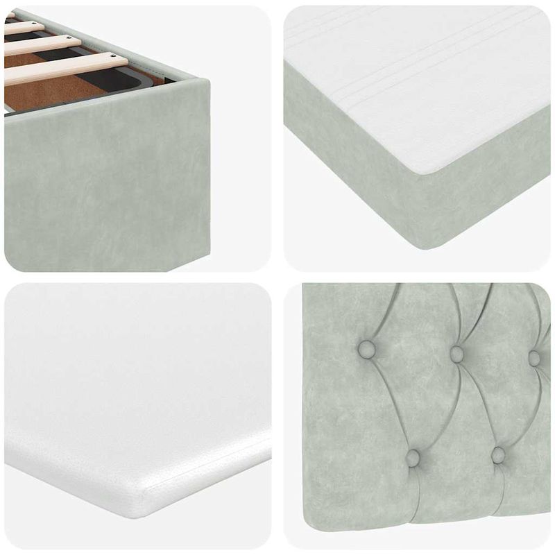 Casa si Gradina - Mobilier - Paturi si accesorii - Paturi - Cadru de pat otoman cu saltele Gri deschis 100x200cm catifea - Infinity.ro