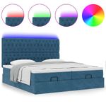 Casa si Gradina - Mobilier - Paturi si accesorii - Paturi - Cadru pat otoman cu saltele Albastru inchis 160x200cm catifea - Infinity.ro