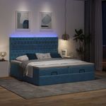 Casa si Gradina - Mobilier - Paturi si accesorii - Paturi - Cadru pat otoman cu saltele Albastru inchis 160x200cm catifea - Infinity.ro