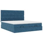 Casa si Gradina - Mobilier - Paturi si accesorii - Paturi - Cadru pat otoman cu saltele Albastru inchis 160x200cm catifea - Infinity.ro