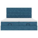 Casa si Gradina - Mobilier - Paturi si accesorii - Paturi - Cadru pat otoman cu saltele Albastru inchis 160x200cm catifea - Infinity.ro