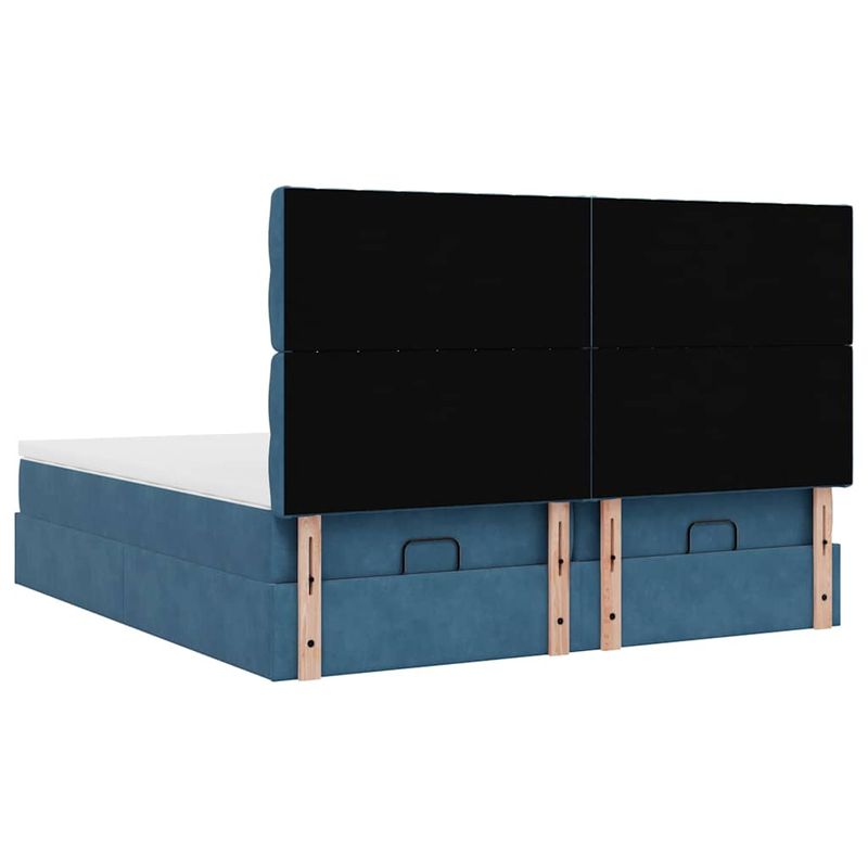 Casa si Gradina - Mobilier - Paturi si accesorii - Paturi - Cadru pat otoman cu saltele Albastru inchis 160x200cm catifea - Infinity.ro