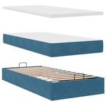 Casa si Gradina - Mobilier - Paturi si accesorii - Paturi - Cadru pat otoman cu saltele Albastru inchis 160x200cm catifea - Infinity.ro