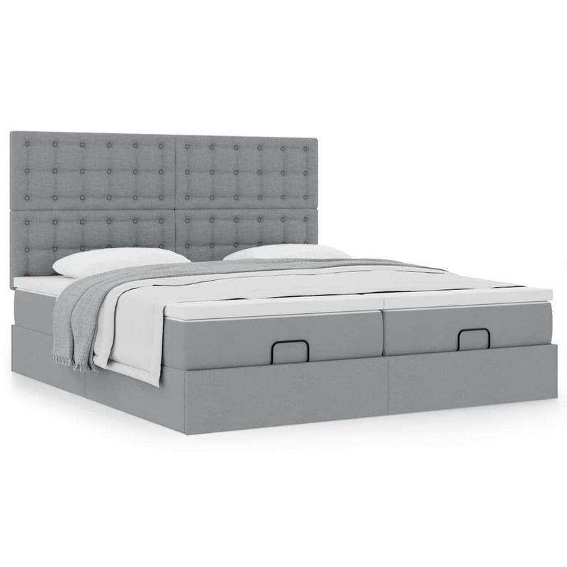 Casa si Gradina - Mobilier - Paturi si accesorii - Paturi - Cadru de pat otoman cu saltele Gri deschis 180x200cm Material - Infinity.ro