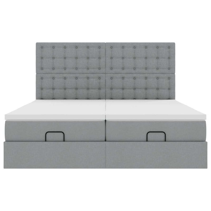 Casa si Gradina - Mobilier - Paturi si accesorii - Paturi - Cadru de pat otoman cu saltele Gri deschis 180x200cm Material - Infinity.ro