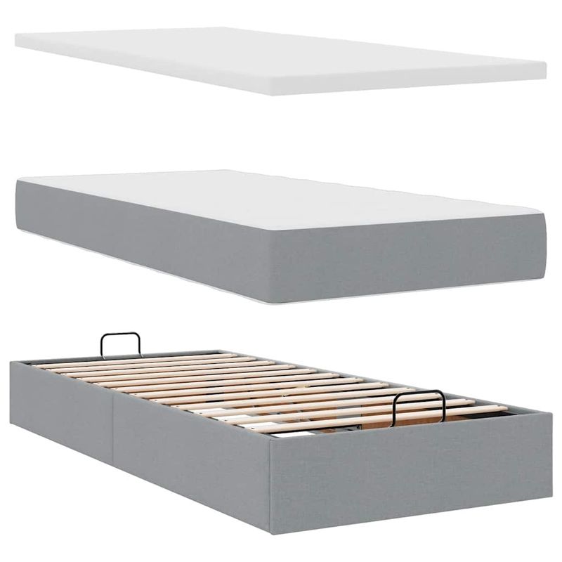 Casa si Gradina - Mobilier - Paturi si accesorii - Paturi - Cadru de pat otoman cu saltele Gri deschis 180x200cm Material - Infinity.ro