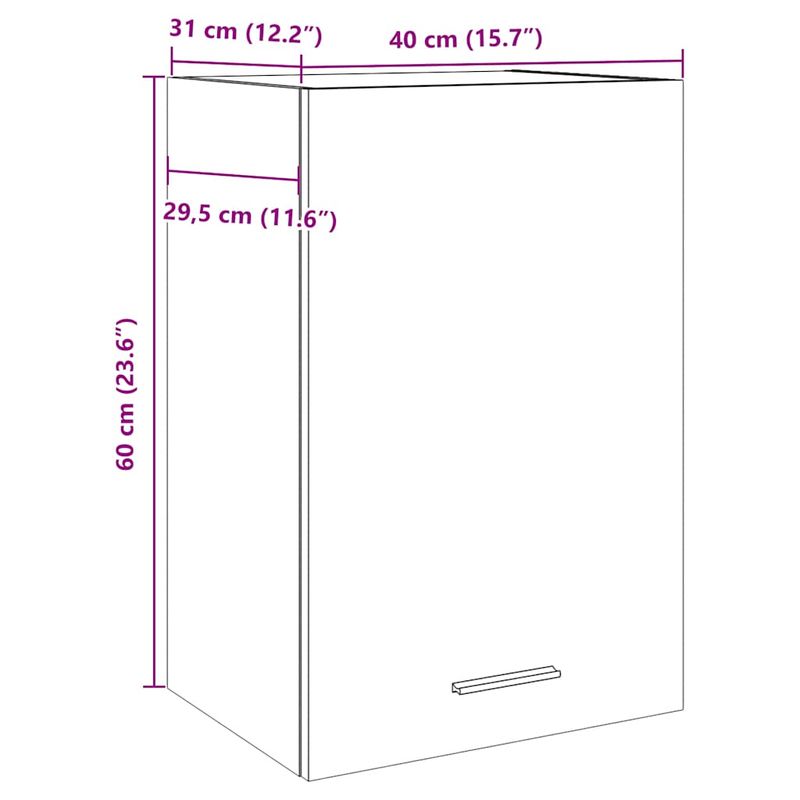 Casa si Gradina - Mobilier - Comode si corpuri - Corpuri bucatarie - Dulap suspendat, stejar artizanal, 40x31x60 cm, lemn prelucrat - Infinity.ro