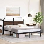 Casa si Gradina - Mobilier - Paturi si accesorii - Paturi - Cadru pat fara saltea stejar maro, 135x190 cm, lemn prelucrat, model cu tăblie - Infinity.ro