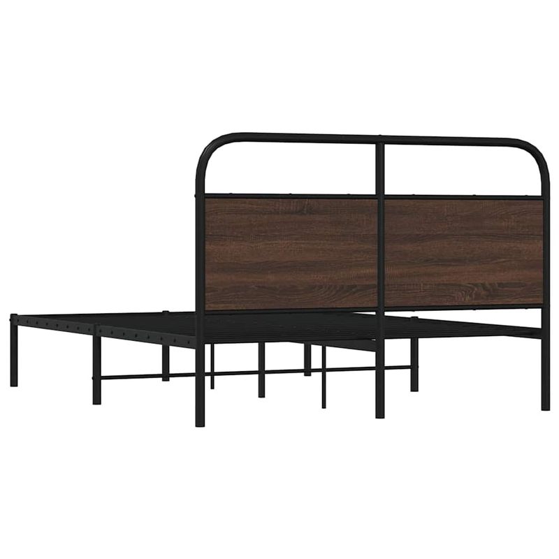 Casa si Gradina - Mobilier - Paturi si accesorii - Paturi - Cadru pat fara saltea stejar maro, 135x190 cm, lemn prelucrat, model cu tăblie - Infinity.ro