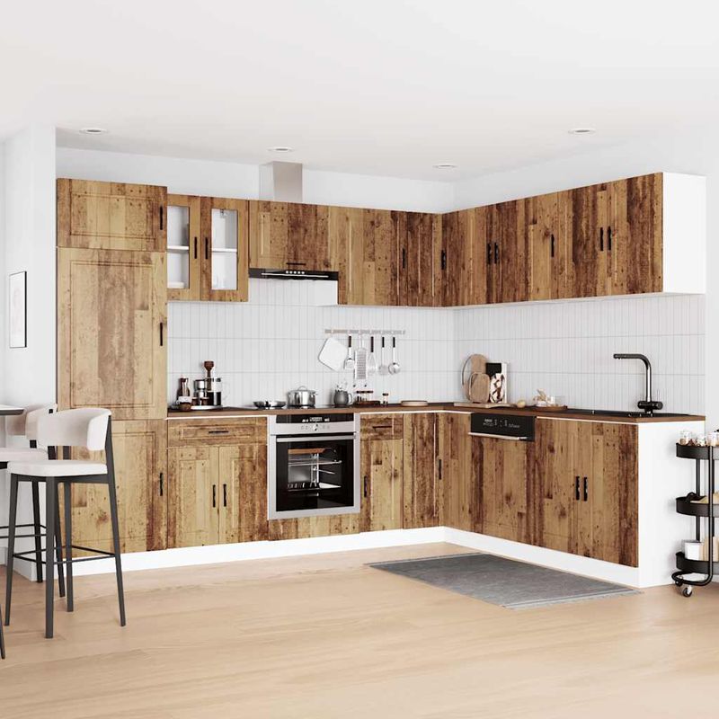 Casa si Gradina - Mobilier - Comode si corpuri - Corpuri bucatarie - Set de dulapuri de bucatarie 14 piese „Porto” Lemn vechi lemn - Infinity.ro