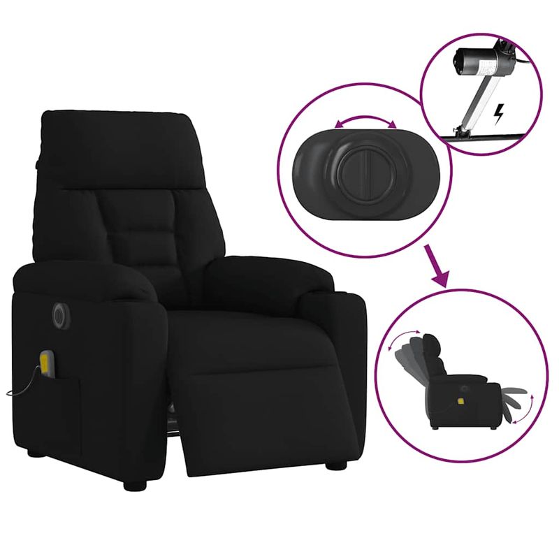 Ingrijire personala si Cosmetice - Sanatate si wellness - Articole wellness - Fotolii de masaj - Fotoliu electric de masaj rabatabil, negru, textil - Infinity.ro