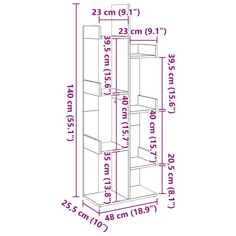 Casa si Gradina - Mobilier - Biblioteci si rafturi - Biblioteci - Biblioteca, stejar artizanal, 48x25,5x140 cm, lemn prelucrat - Infinity.ro