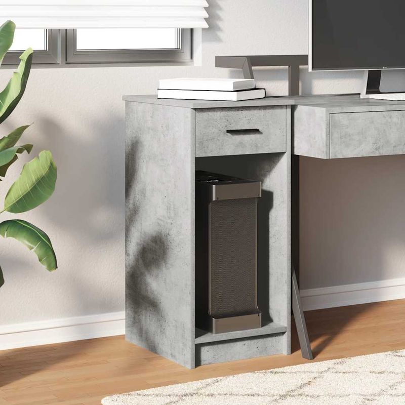 Casa si Gradina - Mobilier - Mese si birouri - Birouri - Suport turn computer cu sertar gri beton 35x45x77 cm - Infinity.ro