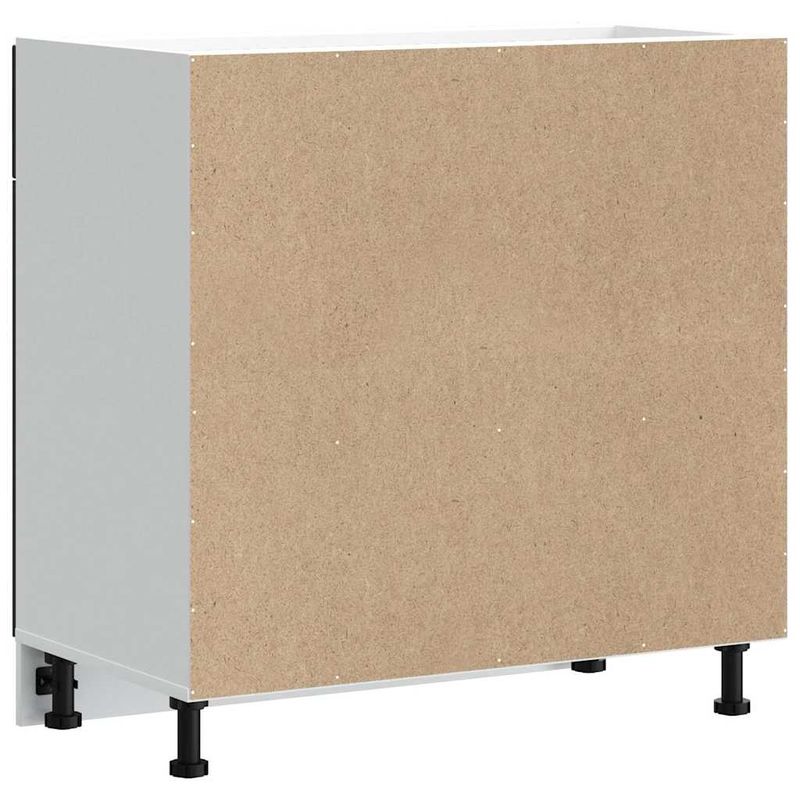 Casa si Gradina - Mobilier - Comode si corpuri - Corpuri bucatarie - Dulap de baza de bucatarie „Porto” din lemn negru prelucrat, model 1x dulap inferior (2 uși 2 sertare), mărime 80x46x81.5 cm - Infinity.ro