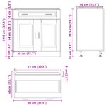 Casa si Gradina - Mobilier - Comode si corpuri - Corpuri bucatarie - Dulap de baza de bucatarie „Porto” din lemn negru prelucrat, model 1x dulap inferior (2 uși 2 sertare), mărime 80x46x81.5 cm - Infinity.ro