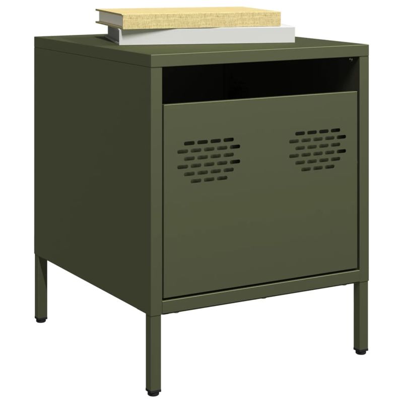 Casa si Gradina - Mobilier - Comode si corpuri - Noptiere - Noptiere, 2 buc., verde olive, 35x39x43,5 cm, otel - Infinity.ro