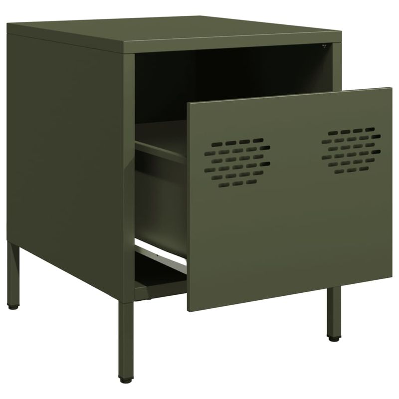 Casa si Gradina - Mobilier - Comode si corpuri - Noptiere - Noptiere, 2 buc., verde olive, 35x39x43,5 cm, otel - Infinity.ro
