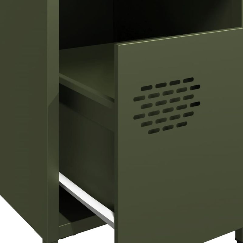Casa si Gradina - Mobilier - Comode si corpuri - Noptiere - Noptiere, 2 buc., verde olive, 35x39x43,5 cm, otel - Infinity.ro