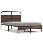 Casa si Gradina - Mobilier - Paturi si accesorii - Paturi - Cadru pat fara saltea stejar maro, 120x200 cm, lemn prelucrat, model cu tăblie de cap și tăblie de picioare joasă dublă - Infinity.ro