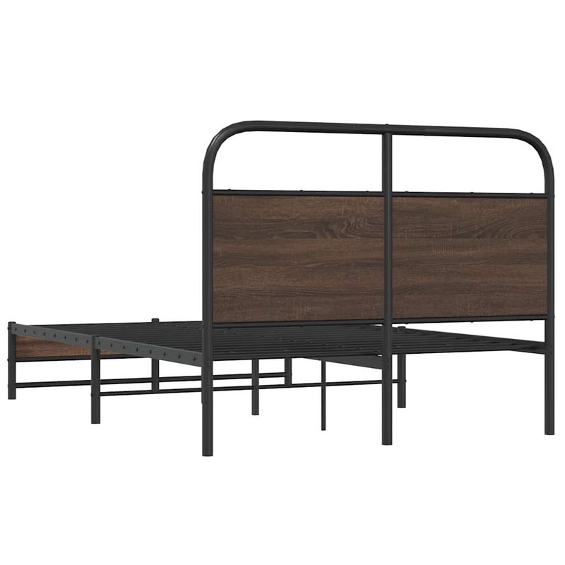Casa si Gradina - Mobilier - Paturi si accesorii - Paturi - Cadru pat fara saltea stejar maro, 120x200 cm, lemn prelucrat, model cu tăblie de cap și tăblie de picioare joasă dublă - Infinity.ro
