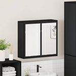 Casa si Gradina - Mobilier - Mobilier baie - Corpuri baie - Dulap cu oglinda pentru baie neagra 65x20x60 cm lemn prelucrat - Infinity.ro