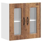 Casa si Gradina - Mobilier - Comode si corpuri - Corpuri bucatarie - Dulap bucatarie cu usa sticla Kalmar Lemn vechi lemn prelucrat, model 1x dulap de perete din sticlă (2 uși), mărime 60x31x60 cm - Infinity.ro