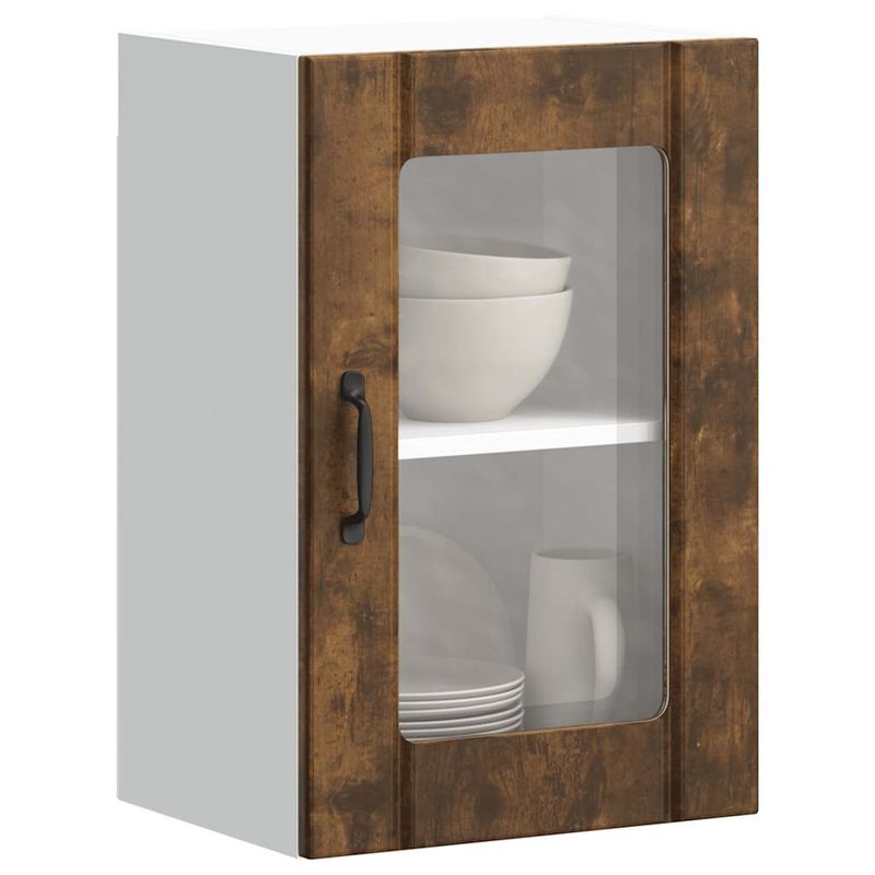 Casa si Gradina - Mobilier - Comode si corpuri - Corpuri bucatarie - Dulap de bucatarie cu usa din sticla stejar afumat „Lucca” - Infinity.ro