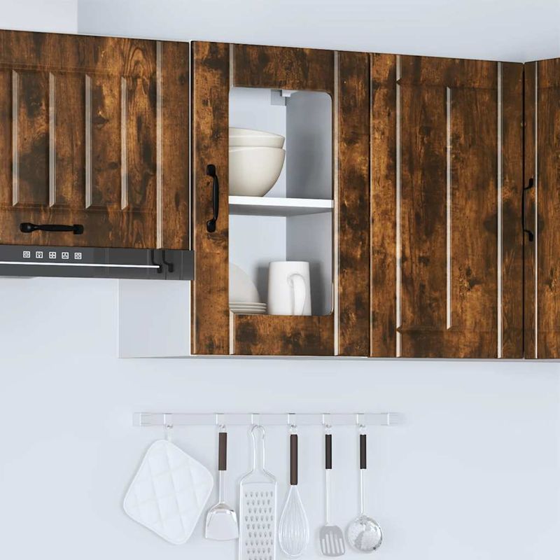 Casa si Gradina - Mobilier - Comode si corpuri - Corpuri bucatarie - Dulap de bucatarie cu usa din sticla stejar afumat „Lucca” - Infinity.ro