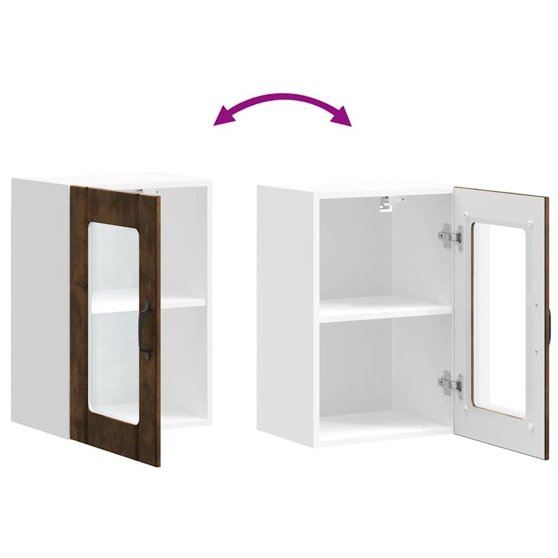 Casa si Gradina - Mobilier - Comode si corpuri - Corpuri bucatarie - Dulap de bucatarie cu usa din sticla stejar afumat „Lucca” - Infinity.ro