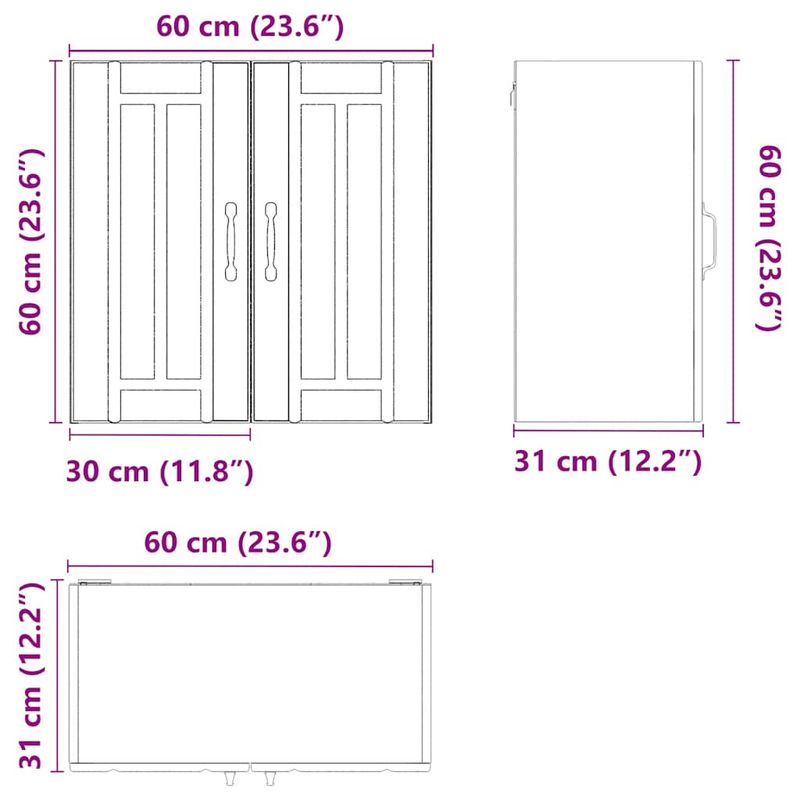 Casa si Gradina - Mobilier - Comode si corpuri - Corpuri bucatarie - Dulap de bucatarie „Lucca” lemn prelucrat stejar sonoma, model 1x dulap de perete (2 uși), mărime 60x31x60 cm - Infinity.ro