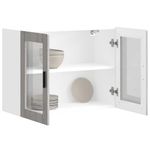 Casa si Gradina - Mobilier - Comode si corpuri - Corpuri bucatarie - Dulap de bucatarie cu usa din sticla „Porto” gri Sonoma, mărime 80x31x60 cm, model 1x dulap de perete din sticlă (2 uși) - Infinity.ro