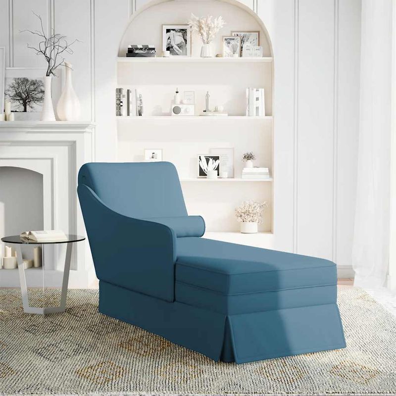 Casa si Gradina - Mobilier - Scaune si fotolii - Fotolii - Sezlong cu suport si cotiera dreapta catifea albastra - Infinity.ro
