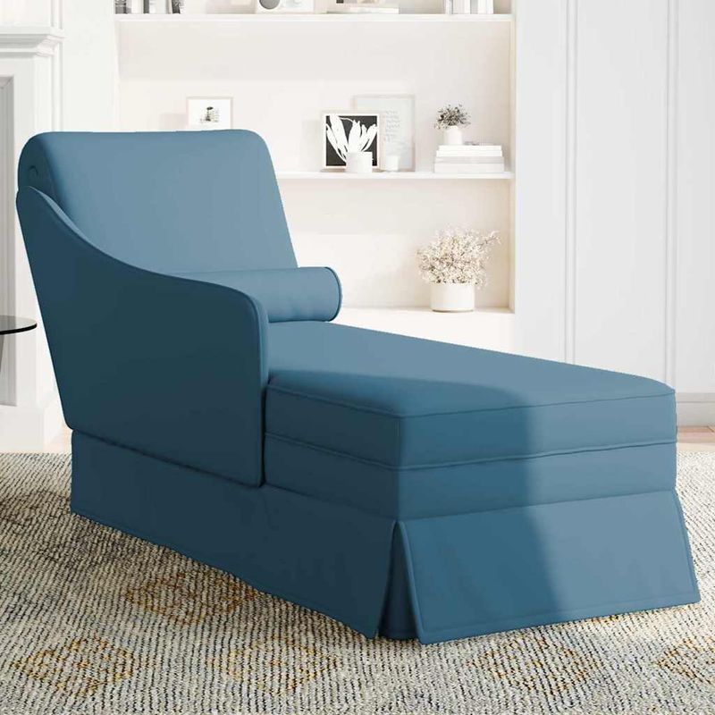 Casa si Gradina - Mobilier - Scaune si fotolii - Fotolii - Sezlong cu suport si cotiera dreapta catifea albastra - Infinity.ro