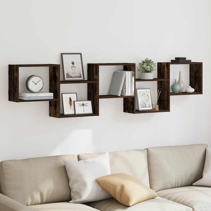 Casa si Gradina - Mobilier - Biblioteci si rafturi - Rafturi - Raft cubic perete 5 compartimente stejar fumuriu lemn prelucrat - Infinity.ro