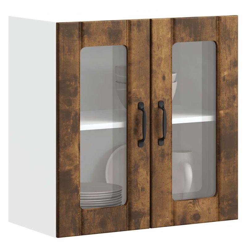 Casa si Gradina - Mobilier - Comode si corpuri - Corpuri bucatarie - Dulap de bucatarie cu usa din sticla "Lucca" stejar afumat, mărime 60x31x60 cm - Infinity.ro