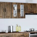 Casa si Gradina - Mobilier - Comode si corpuri - Corpuri bucatarie - Dulap de bucatarie cu usa din sticla "Lucca" stejar afumat, mărime 60x31x60 cm - Infinity.ro