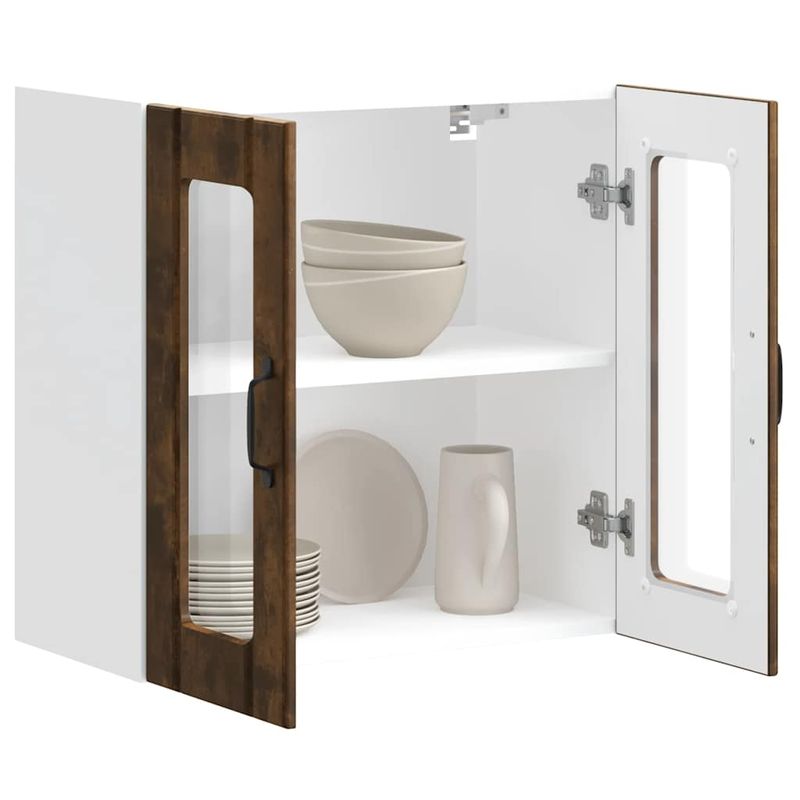 Casa si Gradina - Mobilier - Comode si corpuri - Corpuri bucatarie - Dulap de bucatarie cu usa din sticla "Lucca" stejar afumat, mărime 60x31x60 cm - Infinity.ro