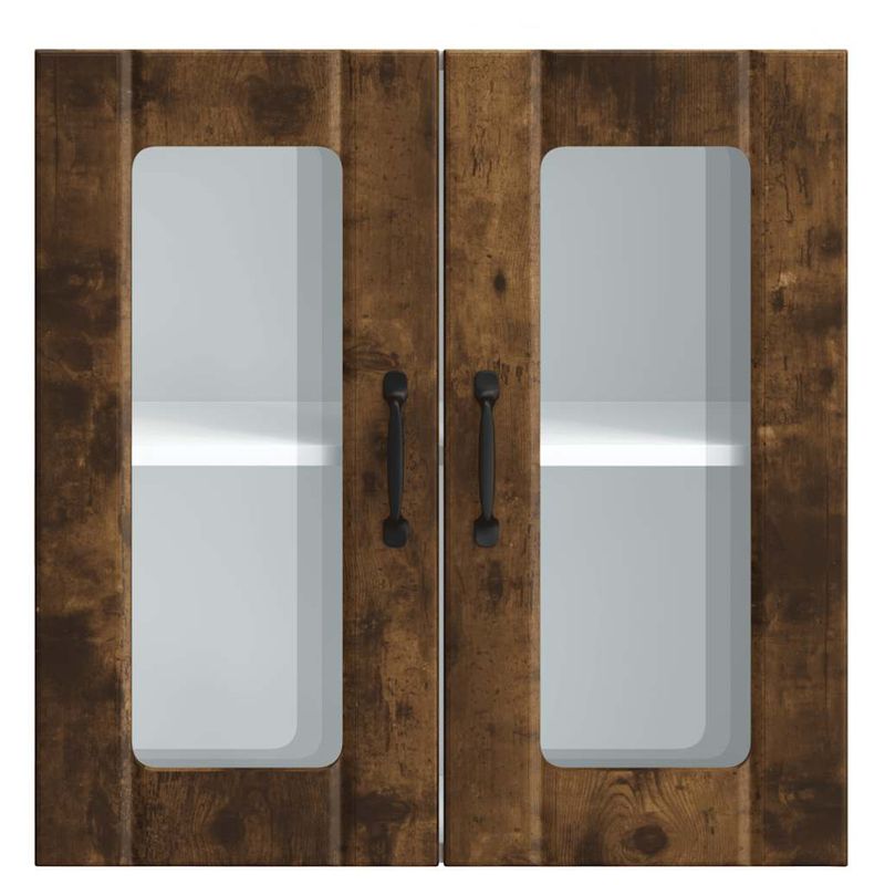 Casa si Gradina - Mobilier - Comode si corpuri - Corpuri bucatarie - Dulap de bucatarie cu usa din sticla "Lucca" stejar afumat, mărime 60x31x60 cm - Infinity.ro