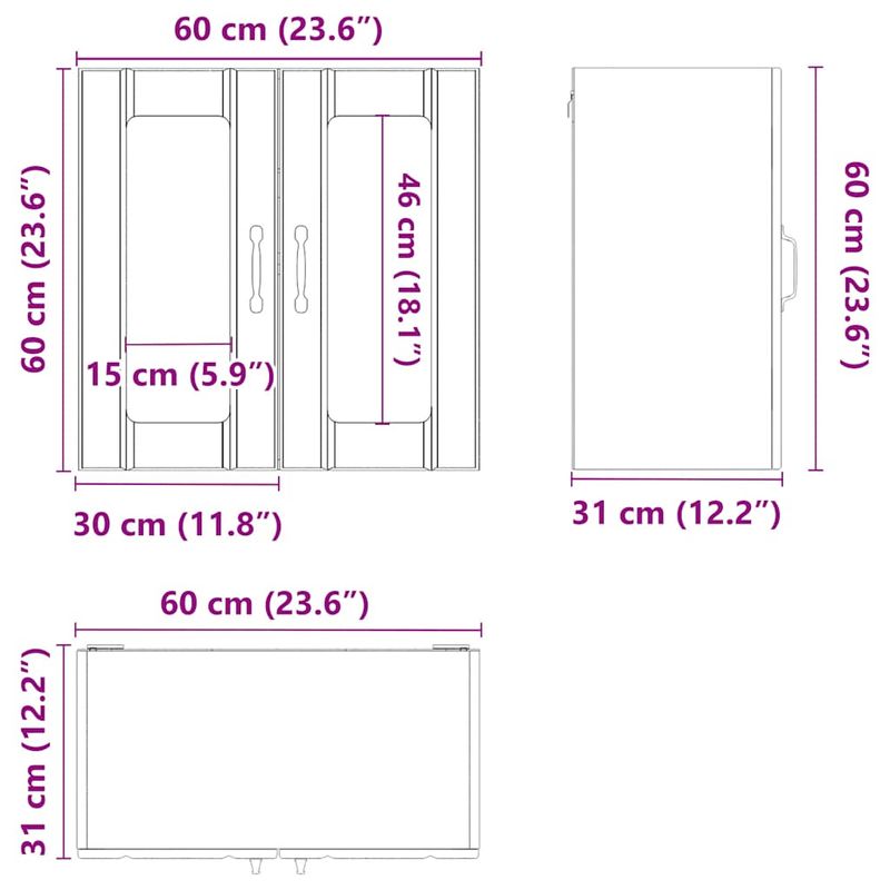 Casa si Gradina - Mobilier - Comode si corpuri - Corpuri bucatarie - Dulap de bucatarie cu usa din sticla "Lucca" stejar afumat, mărime 60x31x60 cm - Infinity.ro