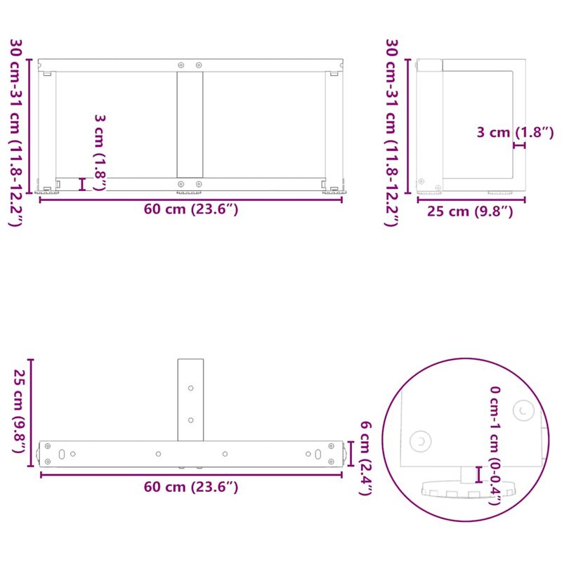 Casa si Gradina - Mobilier - Feronerie si accesorii mobila - Picioare masuta de cafea in forma de T, 2 buc alb Otel, mărime 60x25x(30-31) cm - Infinity.ro