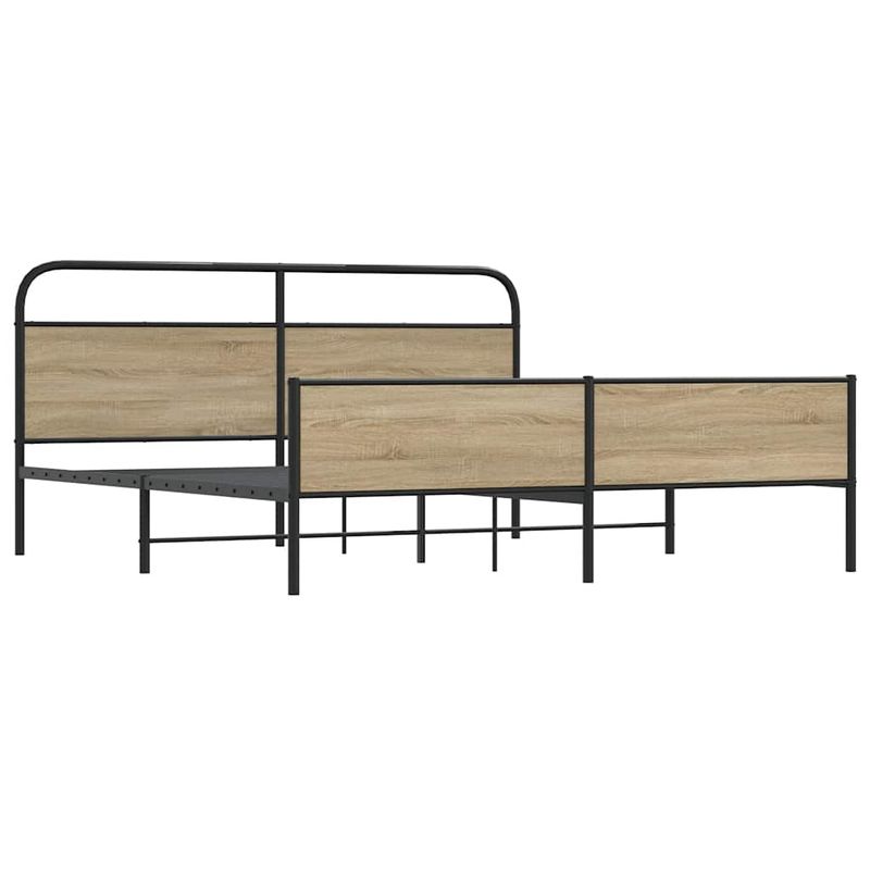 Casa si Gradina - Mobilier - Paturi si accesorii - Paturi - Cadru de pat metalic fara saltea, stejar fumuriu, 183x213 cm - Infinity.ro