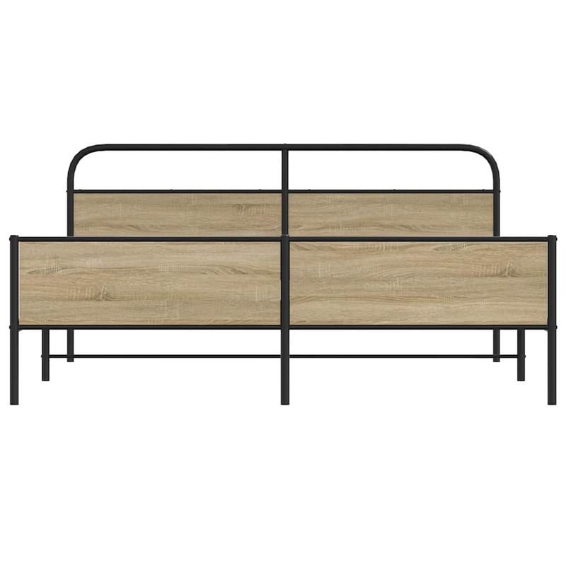 Casa si Gradina - Mobilier - Paturi si accesorii - Paturi - Cadru de pat metalic fara saltea, stejar fumuriu, 183x213 cm - Infinity.ro