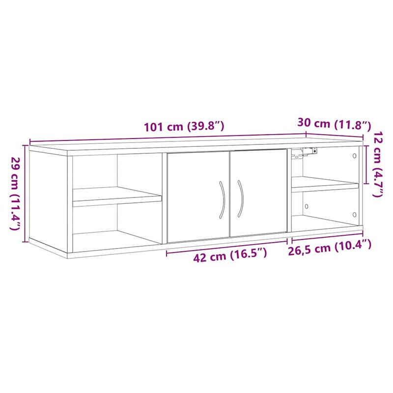 Casa si Gradina - Mobilier - Biblioteci si rafturi - Rafturi - Dulap de perete, stejar artizanal, 102x30x29 cm, lemn prelucrat - Infinity.ro